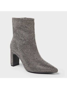 Women’s Gloria Low Shaft Heeled Rhinestones Boots with Memory Foam Insole - a Ne